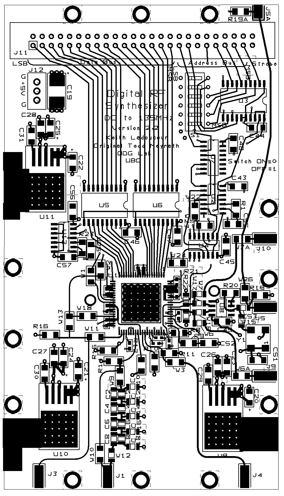 Chapter 6. Control System Hardware Figure 6.7: Top level PCB layout of the modified DDS device.