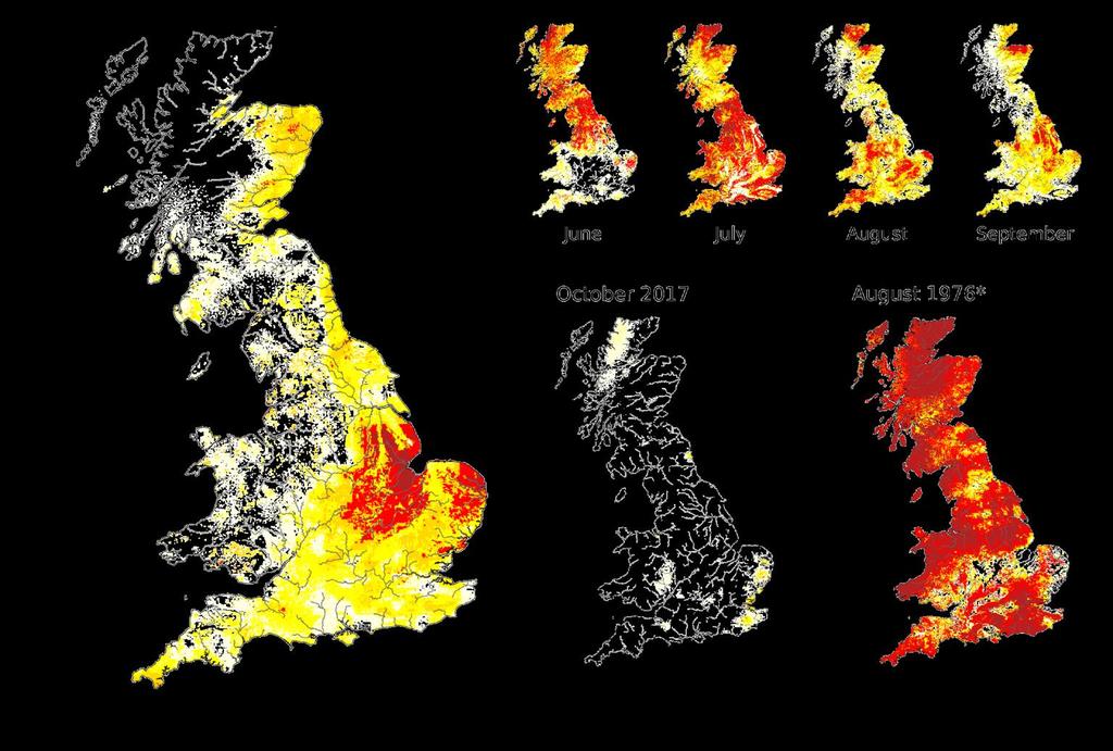 *Example month displaying extreme relative dryness These maps are based on Grid-to-Grid (G2G) hydrological model simulated subsurface water storage, expressed as an anomaly from the historical