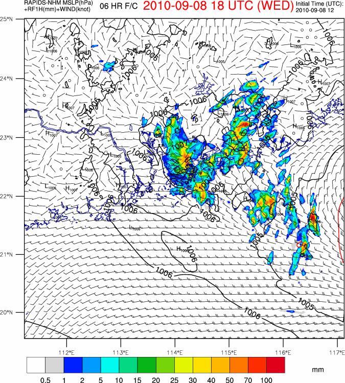 7), intense precipitation is forecast to develop over Guangdong coastal area and later affects Hong Kong and Pearl River Delta region.