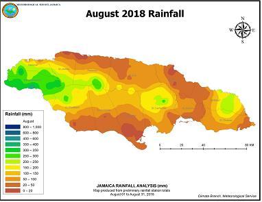 Fig.2. Distribution of Jamaica s Rainfall for August 2018 Fig.3.