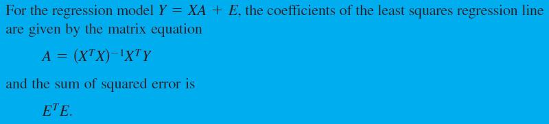 3 Now, if you define Y, X, A, and E as The n linear equations may be replaces by the matrix equation Y = XA + E.