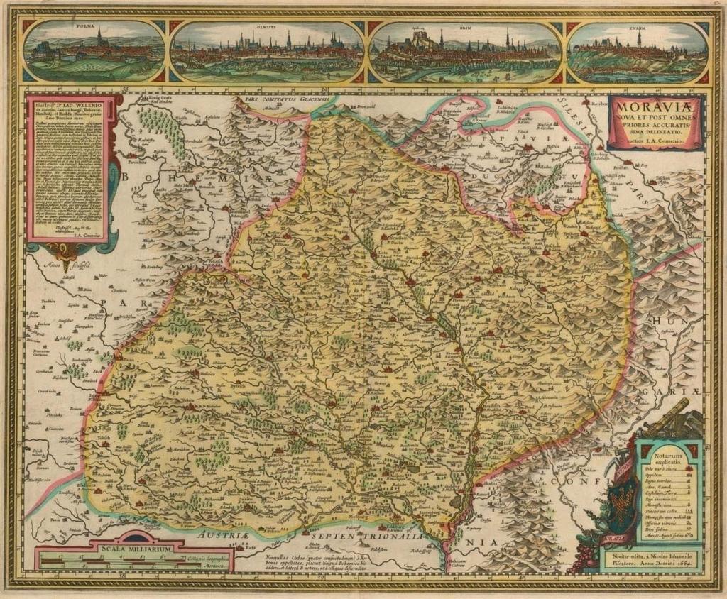 Figure 1. Example of Comenius map of Moravia from 1627 (Map Archive of Institute of Geography, Masaryk University). 3. TEMAP project Situation described in chapter 2.
