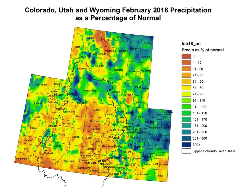 average water year to date precipitation as a percent of average.