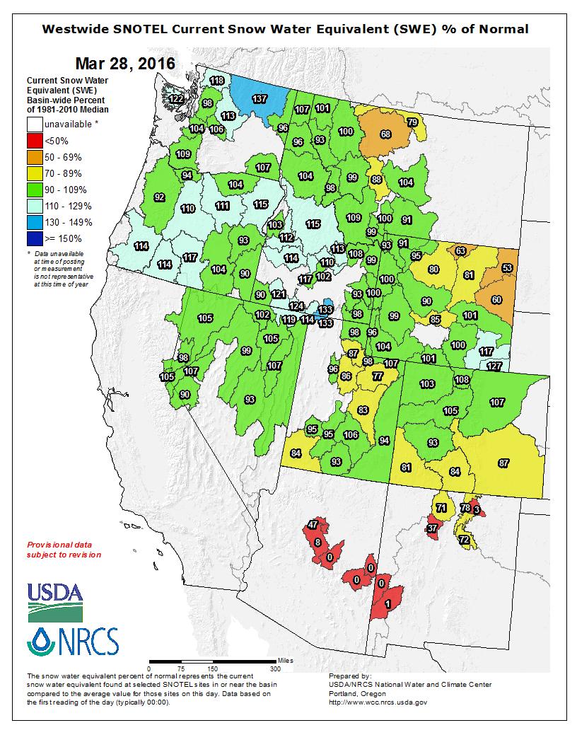 Western Colorado is mostly normal or slightly above normal to start the water year as well.