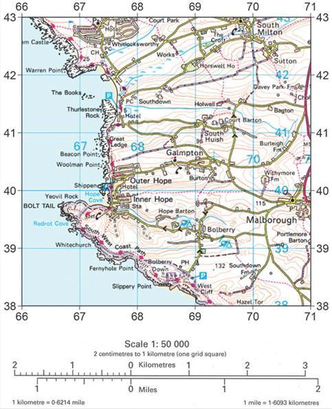 Section C: Physical Landscapes Q10. Study Figure A, a 1: 50 000 Ordnance Survey map extract of part of the coast of south west England.