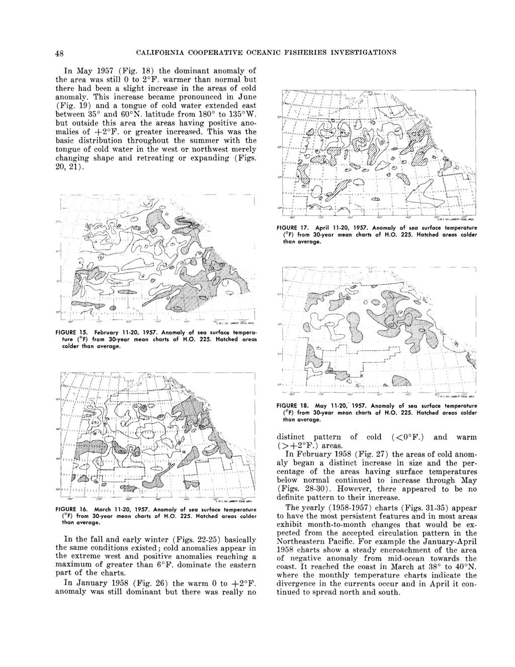 ~~ - i_~ -- 48 CALIFORNIA COOPERATIVE OCEANIC FISHERIES INVESTIGATIONS In May 1957 (Fig. 18) the dominant anomaly of the area was still 0 to 2 F.