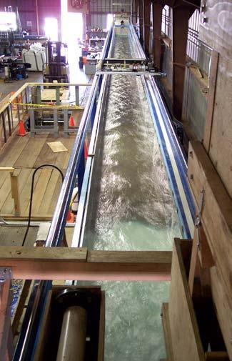 The Flume The initial stage of the project required converting an existing wave-generating tank into a flume capable of transporting gravel in order to support the gravel augmentation and dam removal