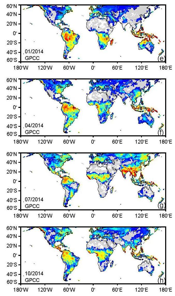 Gauge observation Satellite retrieval Using only CONUS data, the rainfall geo-spatial pattern