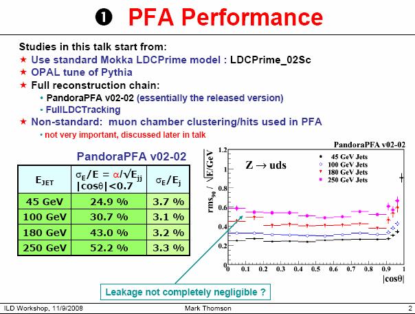 Particle Flow Algorithm (PFA) Performance 24 Updated performance numbers based on more realistic/buildable detector model.