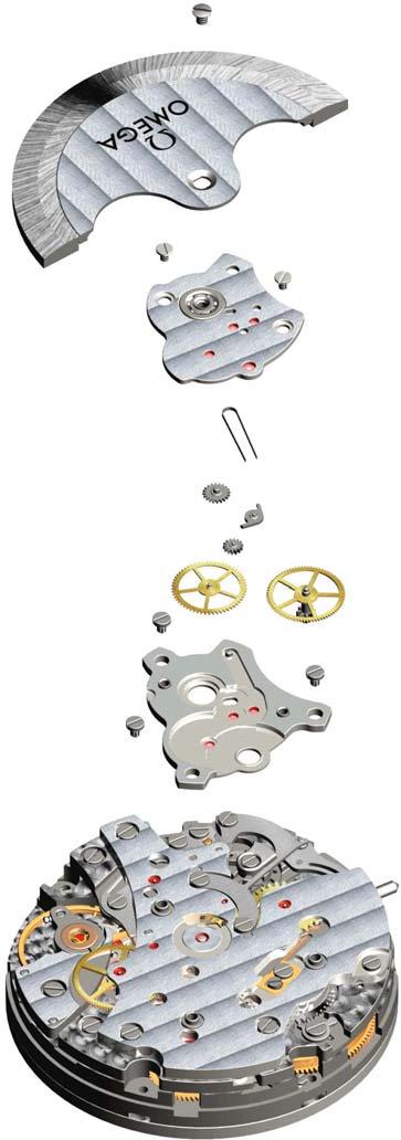 Exploded views - Movement side for calibre 3603 Parts listed in order of assembly 1 = 1030 =