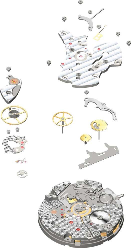 Exploded views - Movement side for calibre 3603 Parts listed in order of assembly 1 = 5540 =