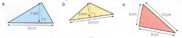 Areas of shapes HW 21 1 Work out the area of each triangle 2 This triangle has a height of 4 cm and