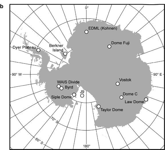 South Pole Roosevelt Island Base map: Cuffey and Paterson 2010.