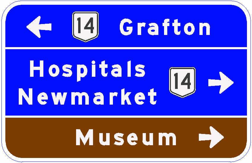 Part 3: Motorways and Expressways 7-9 AD - 1 Arterial Road Reflectorised RCA colour blue in this example Tourist Destination Reflectorised standard brown Destinations: Initial capitals