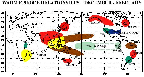 Meteorology Overview (3 of 5) El Niño s effects are felt worldwide. Ocean temperature patterns affect weather far from the equatorial Pacific.