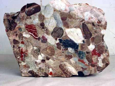 Conglomerate: If rounded, gravelsize or larger
