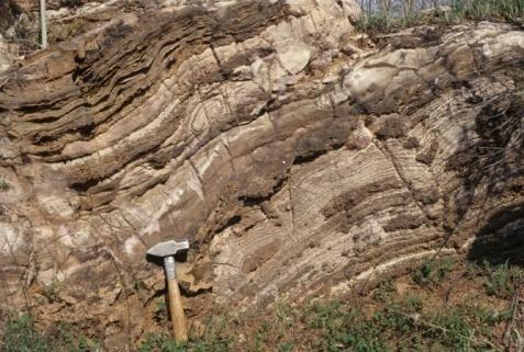 Dolomite (or dolostone) is created by replacement of calcium by magnesium after shallow burial of limestone. Forms in tropical shallow marine environments.
