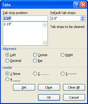 khi chọn được kiểu tab mong muốn, sau đ nhấn chuột vào thanh thước ngang nơi b n muốn đặt tab.