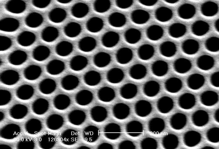 Porous Alumina Membranes (PAMs) Interesting and useful features: highly ordered pore arrays + large