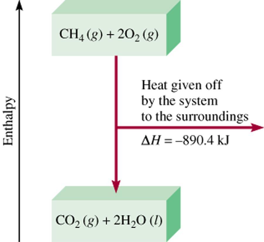 Thermochemical Equations Is DH negative or positive? System gives off heat Exothermic DH < 0 890.