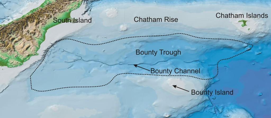 - Information for SCUFN on Bounty Seachannel consider altering remarks in gazetteer - Consider adding Bounty Trough to gazetteer 44 30' S - 48 00' S, 172 00' E - 177 00' W 4.