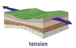 Types of Forces Three types of forces tension, compression, and shear act on rocks.
