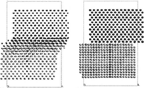 Figure 22: Snapshots from the simulations leading to the friction coefficients shown in figure 21.
