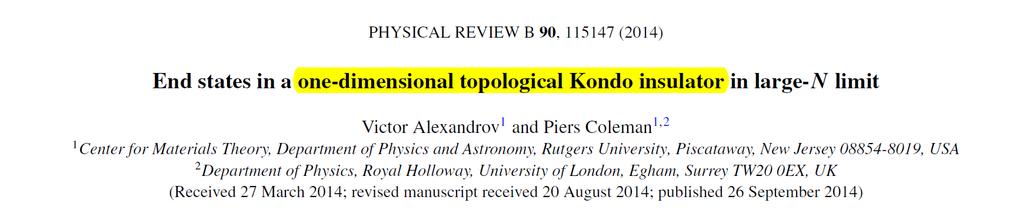 Topological Kondo insulators in 1D Interplay of topology and strong correlation A toy model for a 1D TKI: The p-wave
