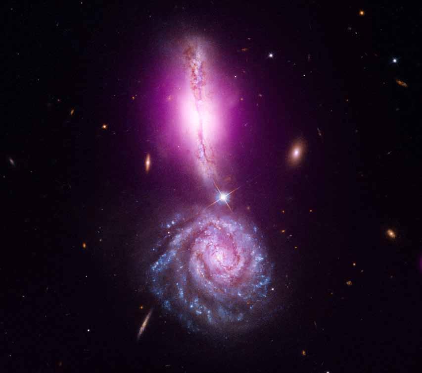 VV 340 VV340, also known as Arp 302, is a textbook example of colliding galaxies seen in the very early stages of their interaction.