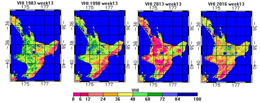 2. Wairarapa dry conditions compared to past years 2.1 Satellite-derived vegetation health and drought stress indices Figure 2.