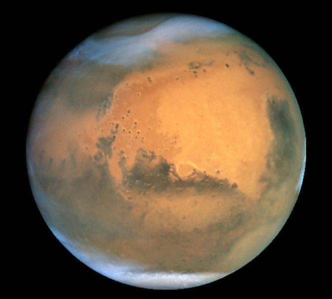 Mars Mass (1/10), radius (1/2) and atmosphere (.7.9%) smaller than Earth s.