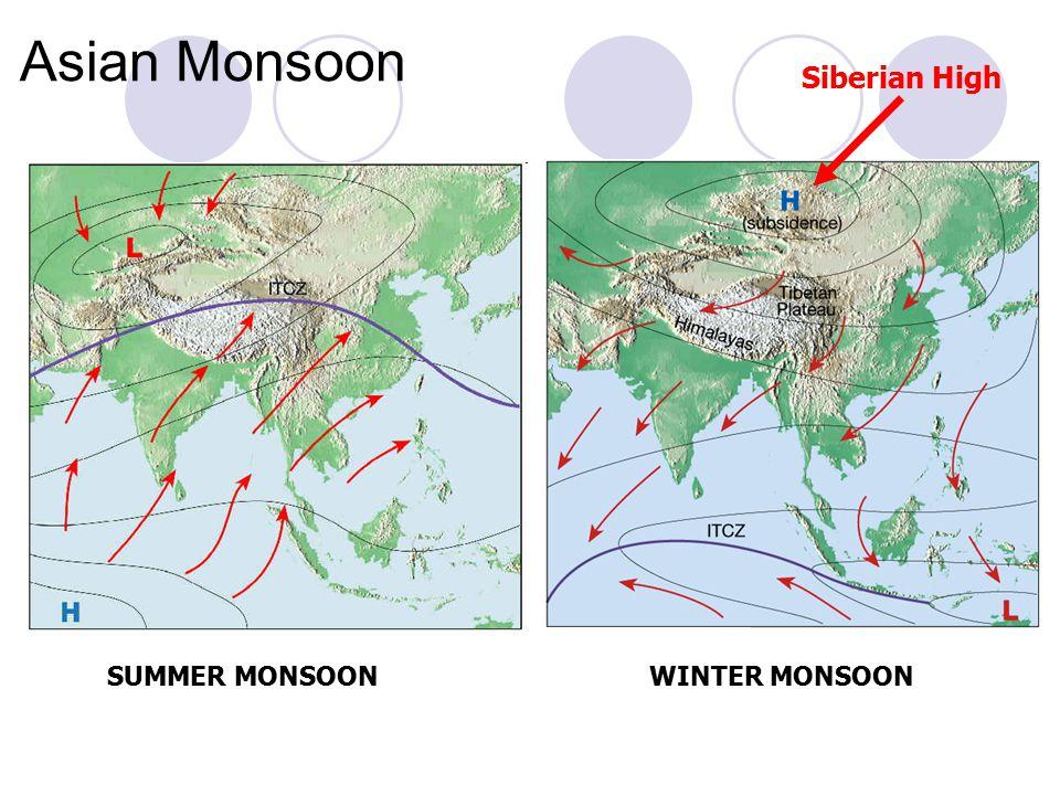 monsoons Strong onshore and offshore winds caused by