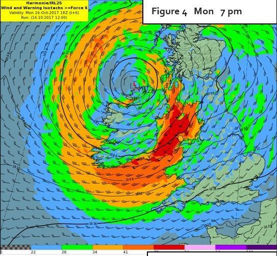 After this Storm Ophelia began to lose intensity but nonetheless storm force gusts moved incrementally northwards across the country during the day with storm surge conditions impacting southern