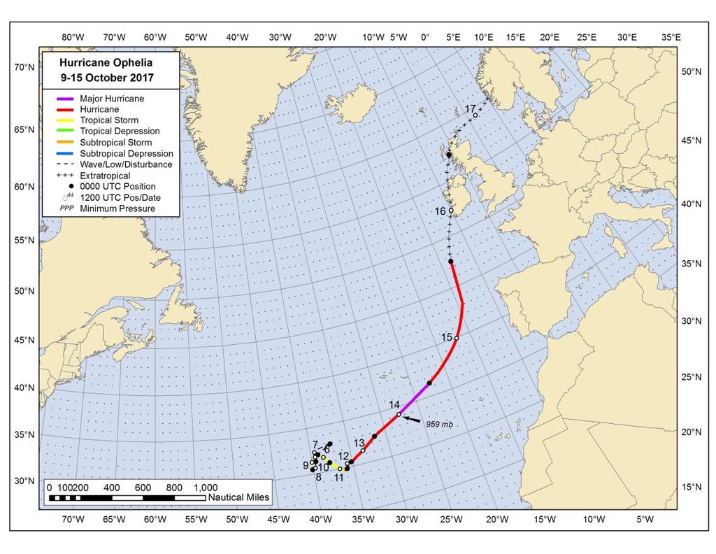 2. Storm Evolution Ophelia originated as an upper-level trough in the central subtropical Atlantic Ocean that amplified during the 1 st to 5 th October.