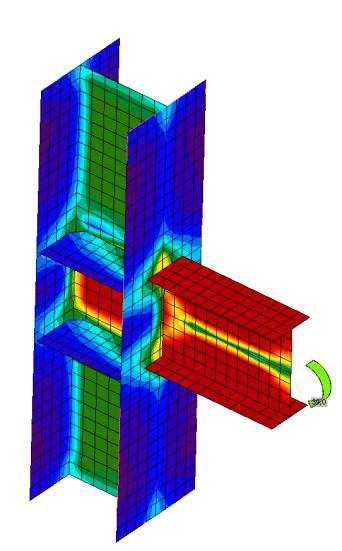 In fact that ultimate load has low sensitivity to the limit value of plastic strain when ideal plastic model is used. It is demonstrated on the following example of a beam to column joint.