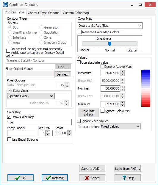 Contour Toolbar Contour Options These fields are disabled The Maximum, Nominal and Minimum values need to