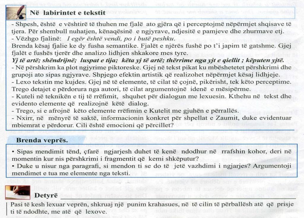 Paraqitja e përmbajtjes së aparatit metodik për tekstin e gjuhës shqipe dhe të letërsisë 157 4.