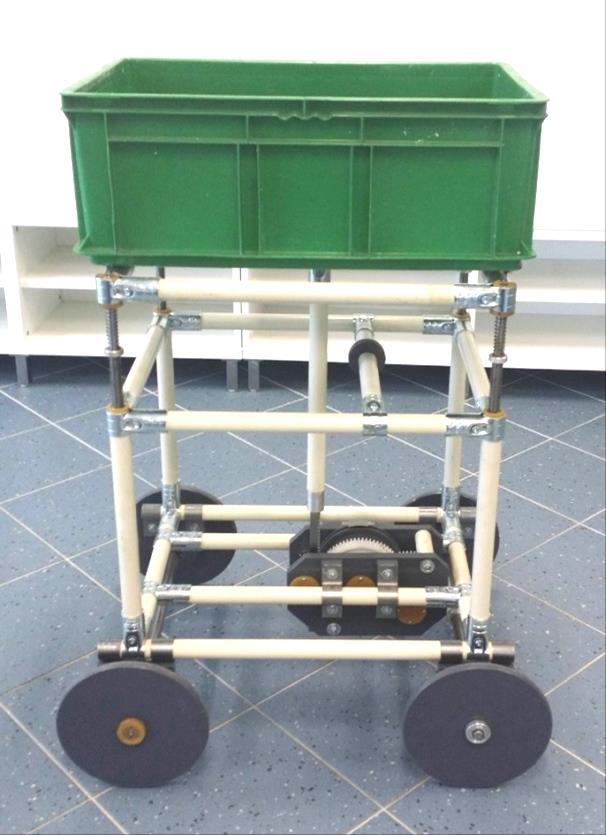 determination of time dependence for passed distance and trolley movement speed by defined transported weight (10 kg and 20 kg) MATERIALS AND METHODS The experimental trolley was designed for
