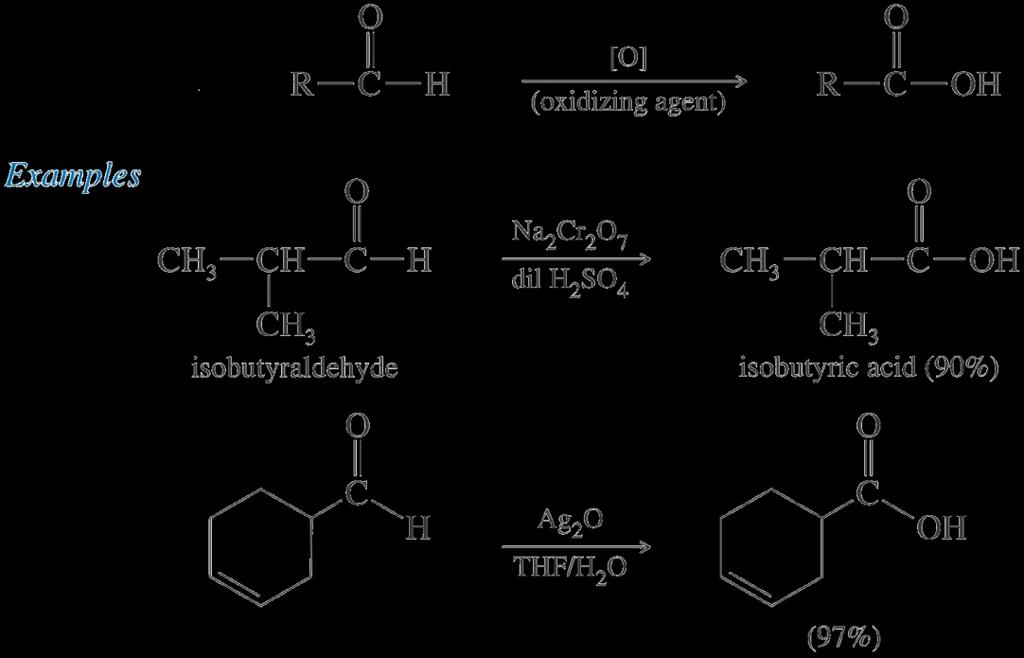 xidation: f Aldehydes Easily oxidized to carboxylic acids. Tollens Test: Add ammonia solution to AgN 3 until precipitate dissolves.