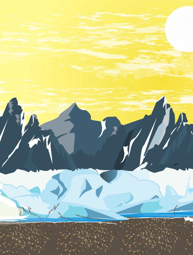 Although she is moving slowly, she says that many of her new friends have weathered from the scraping of the ice and rocks as the glacier moves.