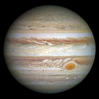 Jupiter Length of a year: 4,333 Earth days Largest planet 11 Earths could fit across its equator 79 moons Faint ring system made of ice and