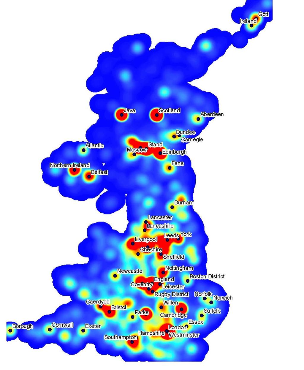 comparison, 942 locations can be found in the UK SABE data of which approximately 11% are ambiguous.