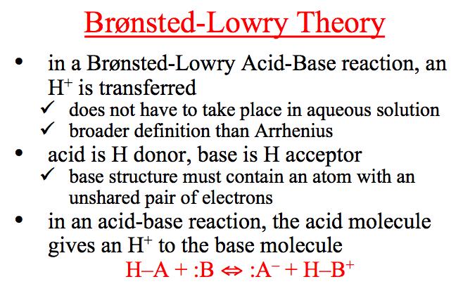 Brønsted-Lowry Theory Acid