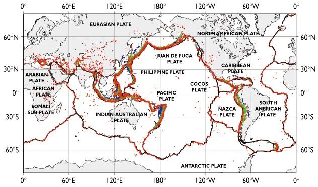 Divergent (Spreading) Convergent (Subduction Zone) World Seismicity, 1963 2000