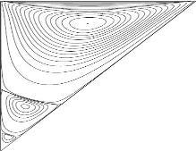 The appearance of this particular secondary vortex is due to the kinetic energy increase associated to fluid upper layers. This paper Idris et al (FDM) Idris et al (LBM) Fig. 7.