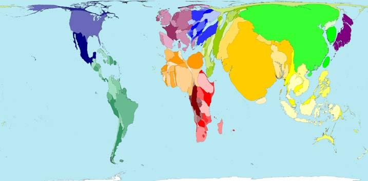 Figure 1. Worldmapper Population Cartogram (Source: http://www.worldmapper.