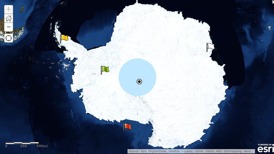 Task 4: Picture Antarctica 11. Click on the word Antarctic Sites to expand its legend and zoom in one more level to see Antarctica up close.
