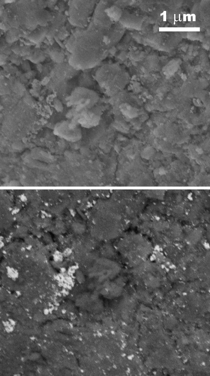 Figure 15: (a) BF-TEM and (b) HAADF-STEM image of Pd balls on SiO 2. The overlap regions are relatively dark in (b) and bright in (b), respectively, due to the increased thickness there.