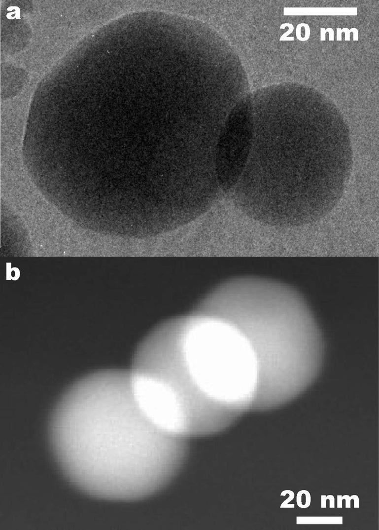 An example is shown in Figure 15. Ball-like palladium particles are partly overlapping each over.