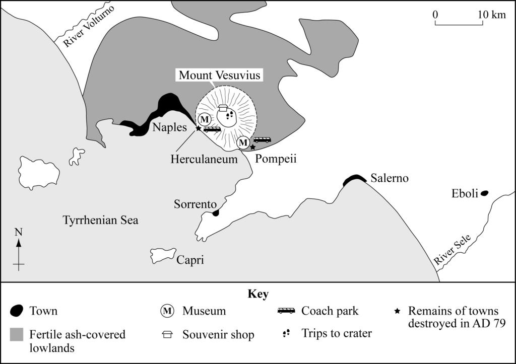 4 1 (c) Study Figure 3, which shows the area around Mount Vesuvius, a volcano in Italy.